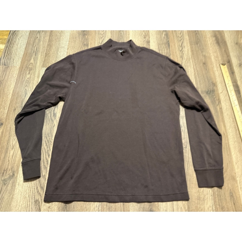 St John's Bay Shirts Mens Size Medium Brown Shirt Long Sleeve Cotton Mock Neck